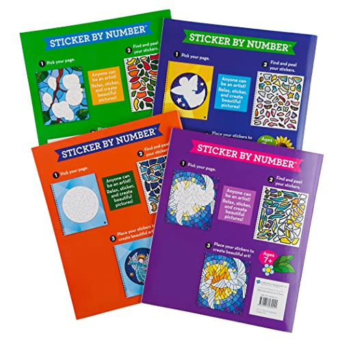 4 Booklet Set - Brain Games - Sticker by Number: Love, Peace, Hope, Faith