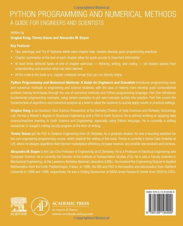 Python Programming and Numerical Methods: A Guide for Engineers and Scientists