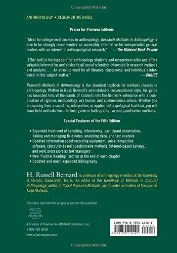 RESEARCH METHODS IN ANTHROPOLOGY 5ED: Qualitative And Quantitative Approaches