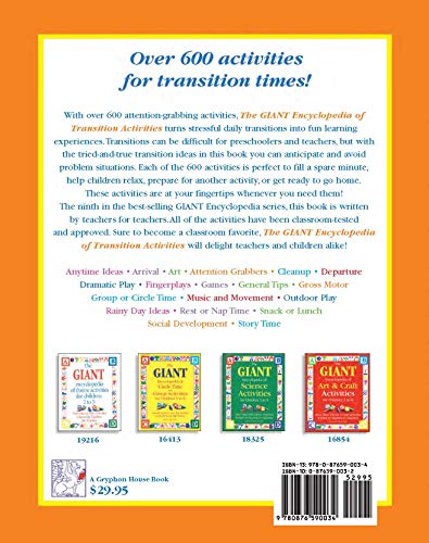 The GIANT Encyclopedia of Transition Activities for Children 3 to 6: Over 600 Activities Created by Teachers for Teachers (The GIANT Series)