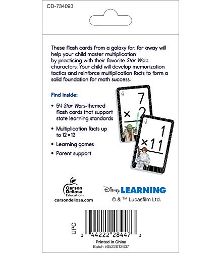 Disney Learning Star Wars Multiplication Flash Cards, 3rd Grade, 4th Grade and 5th Grade Times Table Flash Cards, Multiplication 0-12 Flash Cards, Math Flash Cards Multiplication for Ages 8+