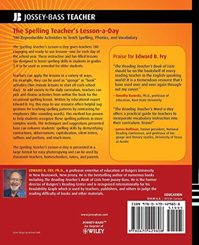 The Spelling Teacher's Lesson-a-Day: 180 Reproducible Activities to Teach Spelling, Phonics, and Vocabulary