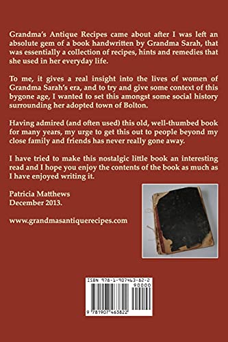 Grandma's Antique Recipes — back cover