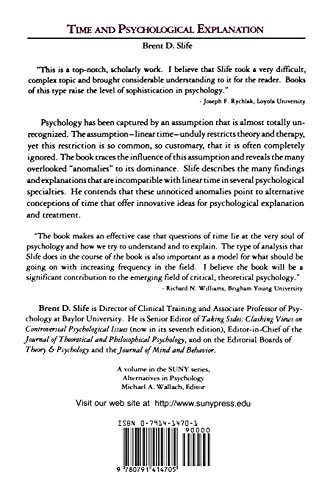 Time and Psychological Explanation (S U N Y Series, Alternatives in Psychology) — back cover