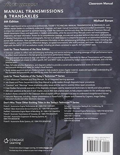 Today's Technician: Manual Transmissions & Transaxles Classroom Manual — back cover