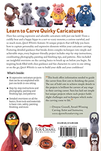 Quick Whittles: 16 Caricature Projects to Carve in a Sitting (Fox Chapel Publishing) Full-Size Patterns and Beginner-Friendly Instructions for Woodcarving a Santa, Bear, Narwhal, Monster, and More