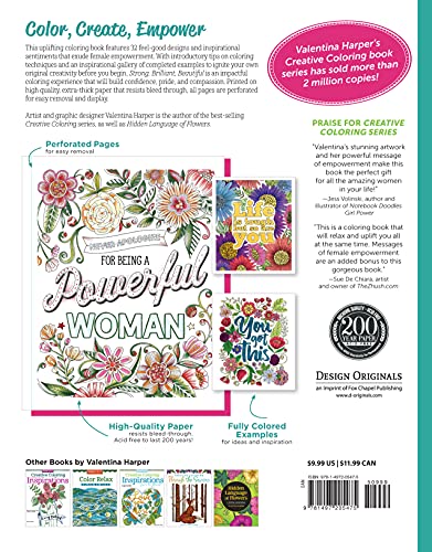Strong, Brilliant, Beautiful: A Coloring Book to Celebrate and Empower Women (Design Originals) 32 Inspirational Designs and Encouraging Sentiments of Female Empowerment, Pride, and Confidence