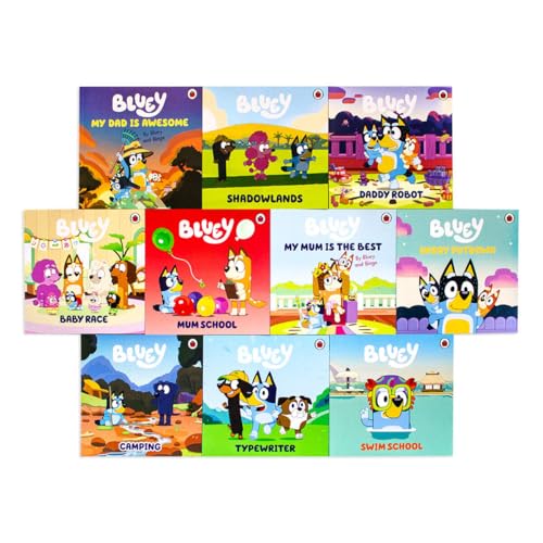 Bluey Gotta Be Done! 10 Picture Books Story Collection Box Set (Typewriter, Swim School, Shadowlands, My Mum is the Best, Mum School, Daddy Robot, Daddy Putdown, My Dad is Awesome, Camping, Baby Race)