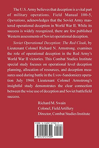 Soviet Operational Deception: The Red Cloak — back cover