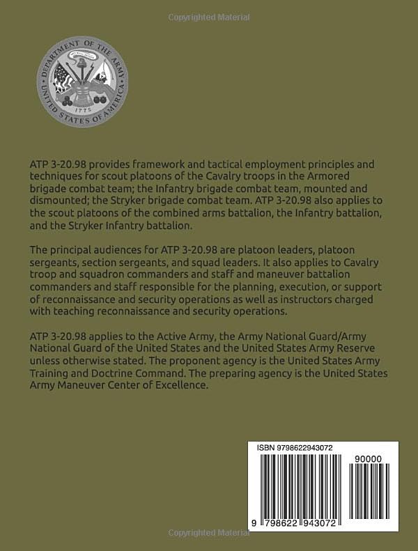 ATP 3-20.98 Scout Platoon - Dec. 2019: Field Pocket Sized (5.5"x7.25")