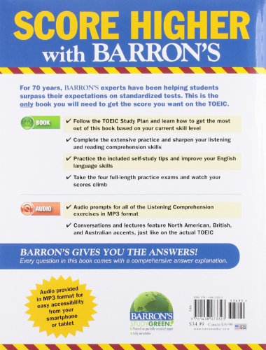 Barron's TOEIC with MP3 CD — back cover