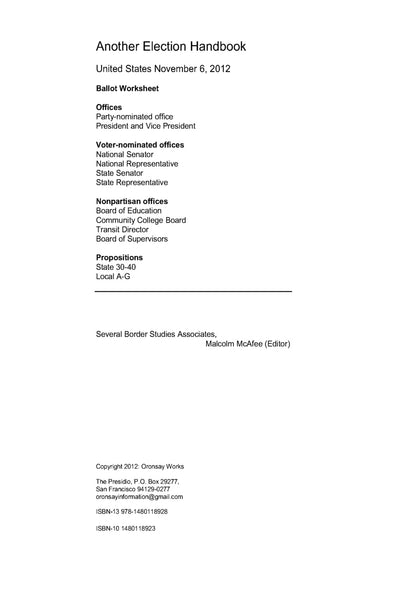 Another Election Handbook: United States Election November 6, 2012