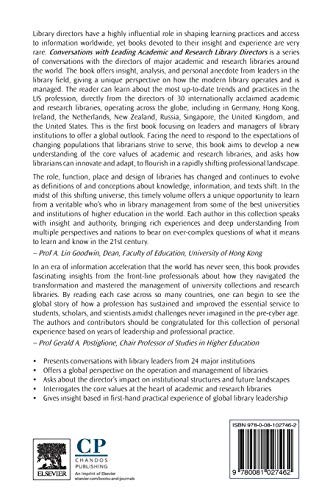 Conversations with Leading Academic and Research Library Directors: International Perspectives on Library Management (Chandos Information Professional Series)
