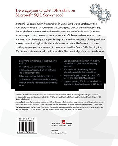 Microsoft SQL Server 2008 Administration for Oracle DBAs