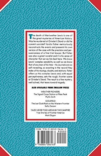Suicide Or Murder?: The Strange Death Of Governor Meriwether Lewis — back cover