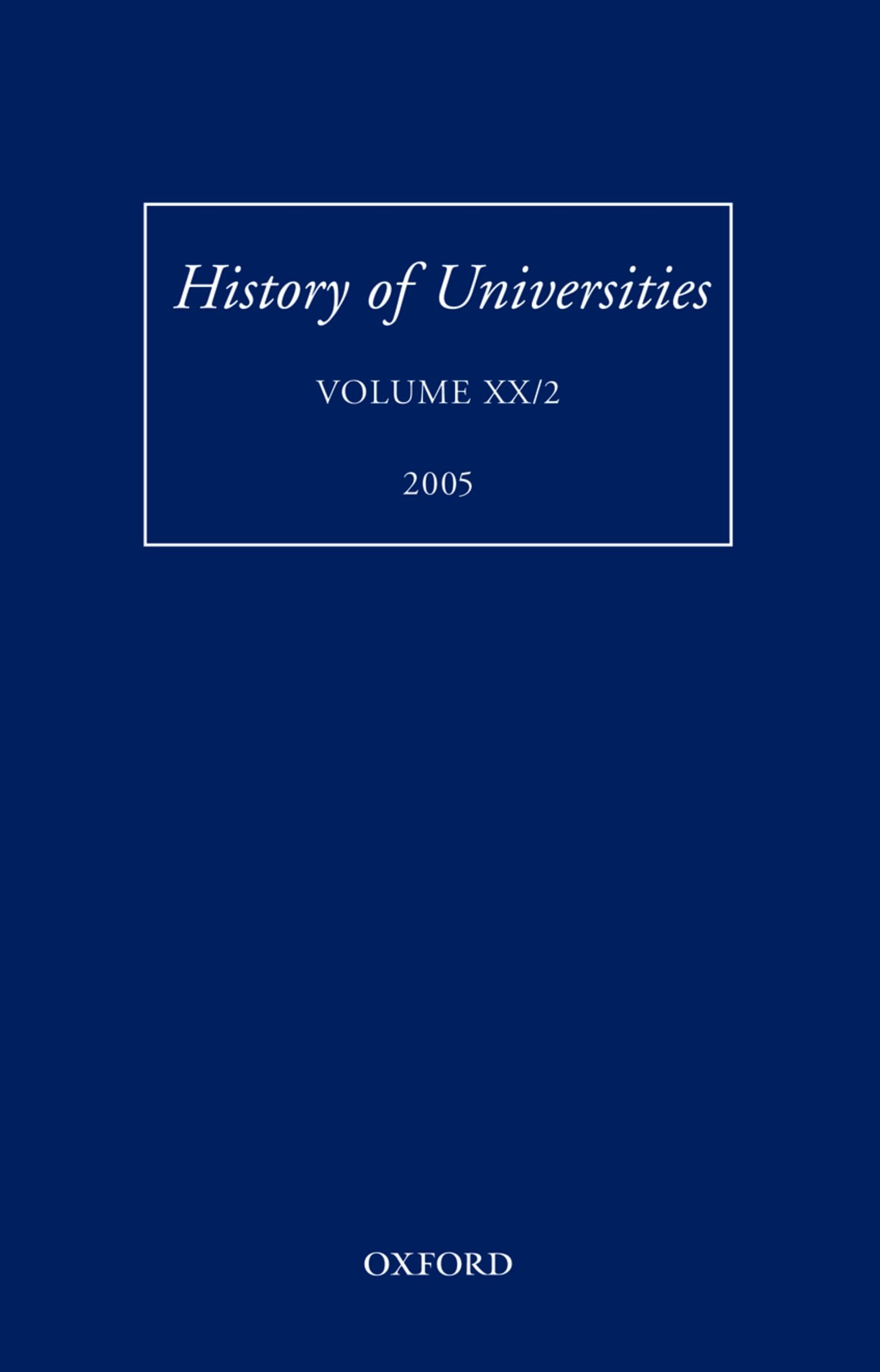 History of Universities: Volume XX/2 (History of Universities Series)