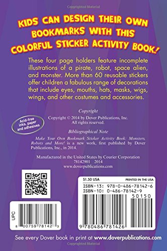 Make Your Own Bookmark Sticker Activity Book: Monsters, Robots and More! (Dover Little Activity Books: Monsters)