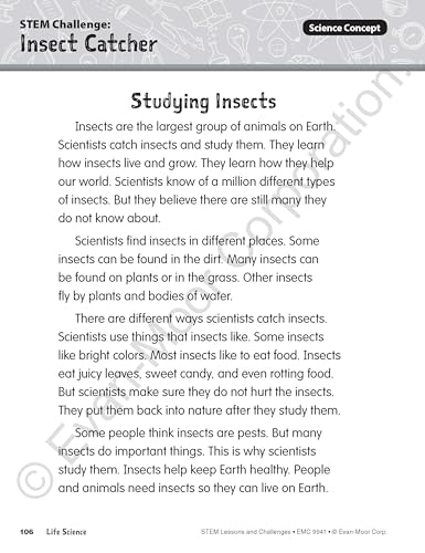 Evan-Moor Stem Lessons and Challenges, Grade 1 Homeschooling & Classroom Resource Workbook, Life, Earth and Physical Science Problem Solving, Peer Collaboration, Real-World, Visual Literacy, Printable