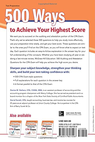 McGraw-Hill Education 500 Auditing and Attestation Questions for the CPA Exam (McGraw-Hill's 500 Questions)