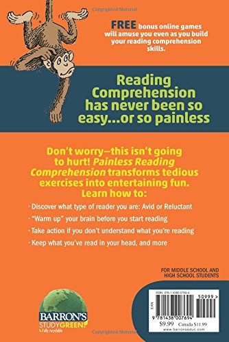Painless Reading Comprehension (Barron's Painless) — back cover