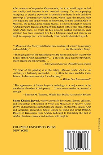 Modern Arabic Poetry — back cover