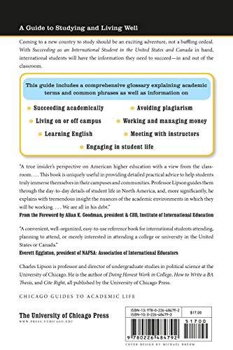 Succeeding as an International Student in the United States and Canada (Chicago Guides to Academic Life)