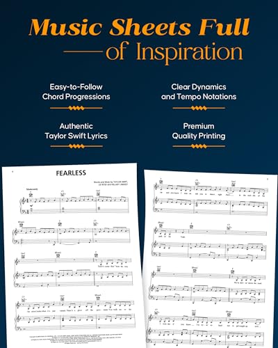 Taylor Swift - Fearless (Taylor's Version) Piano/Vocal/Guitar Songbook - Taylor Swift Sheet Music Book with All 19 Tracks - Taylor Swift Songbook with 6 Additional Songs