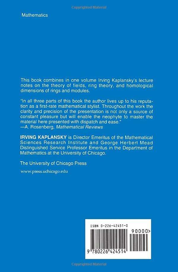 Fields and Rings (Chicago Lectures in Mathematics)