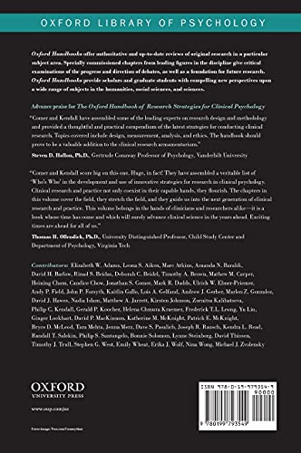 The Oxford Handbook of Research Strategies for Clinical Psychology (Oxford Library of Psychology)