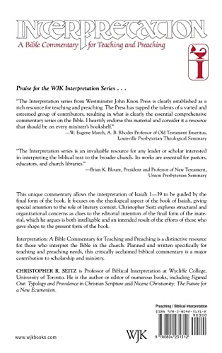 Isaiah 1-39: Interpretation: A Bible Commentary for Teaching and Preaching — back cover