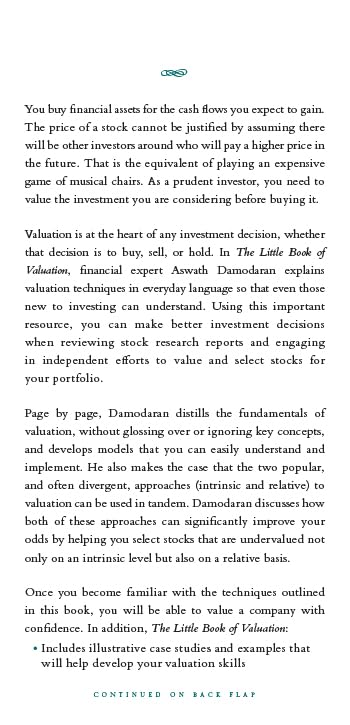 The Little Book of Valuation: How to Value a Company, Pick a Stock and Profit (Little Books. Big Profits) — back cover
