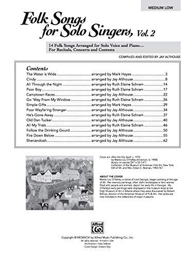 Folk Songs for Solo Singers, Vol 2: 14 Folk Songs Arranged for Solo Voice and Piano for Recitals, Concerts, and Contests (Medium Low Voice), Book & CD