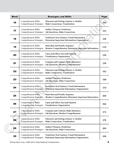Evan-Moor Evan-Moor Daily Reading Comprehension Book, Teacher's Eddition, Grade 3