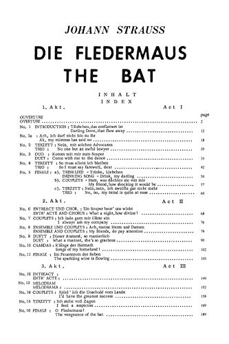 Die Fledermaus (The Bat): German, English Language Edition, Vocal Score (Kalmus Edition) (German Edition)