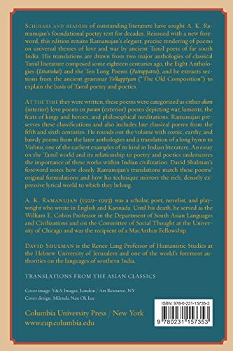 Poems of Love and War: From the Eight Anthologies and the Ten Long Poems of Classical Tamil (Translations from the Asian Classics)