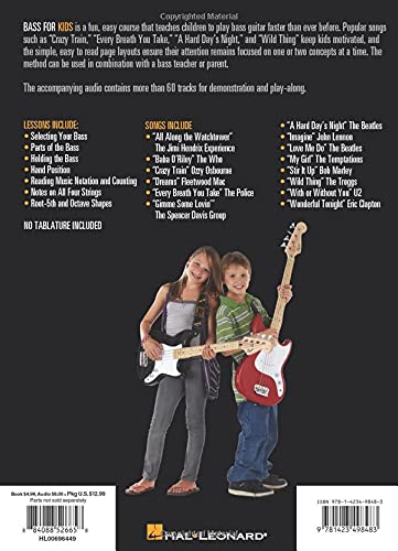 Bass for Kids - Hal Leonard Beginner Bass Method  Step-by-Step Lessons with Popular Songs  Learn Notes, Counting, and Technique  Online Audio ... Instruction Book (Hal Leonard Bass Method)