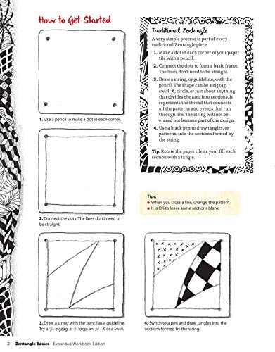 Zentangle Basics, Expanded Workbook Edition: A Creative Art Form Where All You Need is Paper, Pencil, & Pen (Design Originals) 25 Original Tangles, Practice Exercises, and Techniques for Beginners