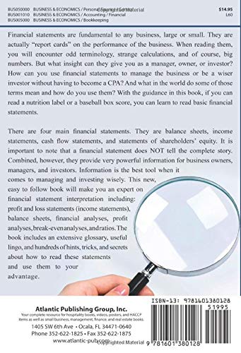 How to Read and Understand Financial Statements When You Don't Know What You Are Looking At: For Business Owners and Investors — back cover