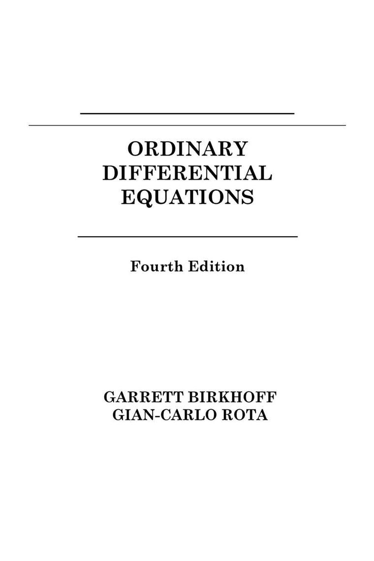 Ordinary Differential Equations