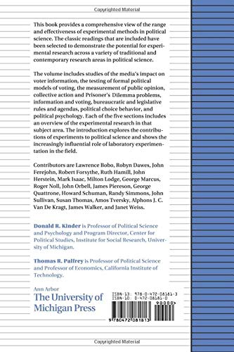 Experimental Foundations of Political Science (Michigan Studies In Political Analysis)