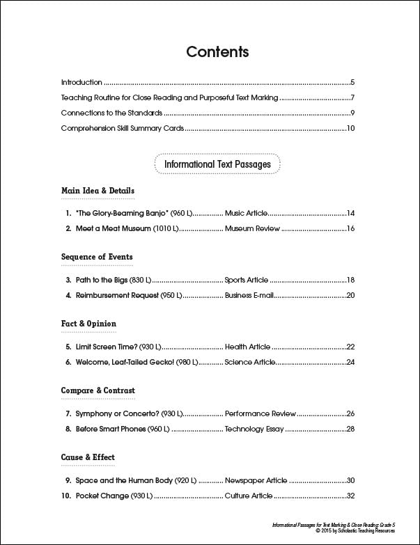 Informational Passages for Text Marking & Close Reading: Grade 5: 20 Reproducible Passages With Text-Marking Activities That Guide Students to Read Strategically for Deep Comprehension