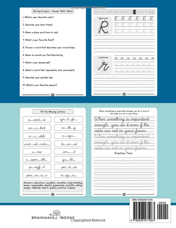 Cursive Workbook for Kids Ages 8-12: Step-by-Step Mastery-Mastering Cursive with Enthusiasm, Creativity, and Confidence