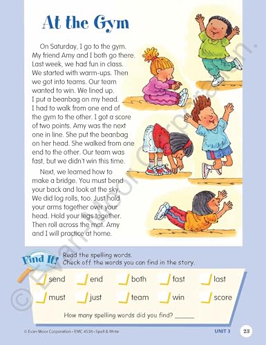 Evan-Moor Skill Sharpeners Spell and Write Workbook, Grade 2, 120 Spelling Words, Test Prep, Word Families, Short Vowels, Grammar, Punctuation, Creative Writing, Vocabulary, Activities, Homeschool