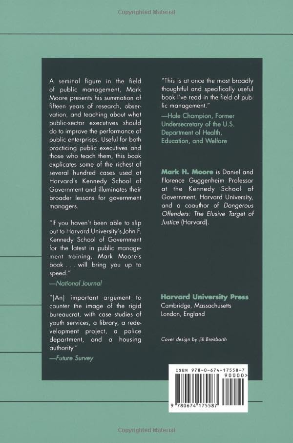 Creating Public Value: Strategic Management in Government