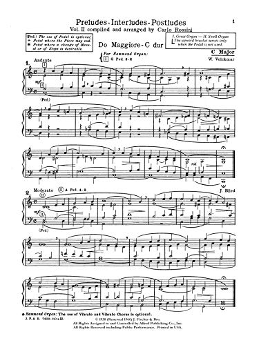 The Liturgical Organist, Vol 2: Easy Compositions -- Preludes/Interludes/Postludes for Pipe or Reed Organ with Hammond Registrations