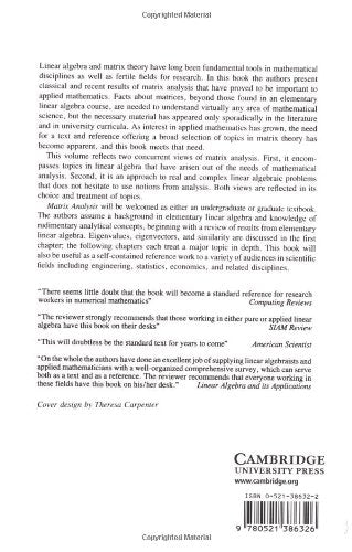 Matrix Analysis — back cover
