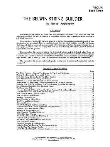 String Builder, Bk 3: A String Class Method (for Class or Individual Instruction) - Violin (Belwin Course for Strings, Bk 3)