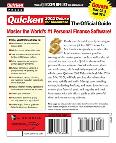 Quicken(r) 2002 Deluxe for Macintosh(r): The Official Guide