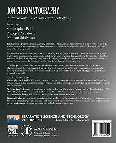 Ion Chromatography: Instrumentation, Techniques and Applications (Volume 13) (Separation Science and Technology, Volume 13)