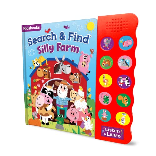 Search and Find Silly Farm - 10 Button Sound Board Book for Toddlers and Children - Educate Engage and Identify Farm Animals and Their Noises with Interactive Activity Kids Book (Search & Find)